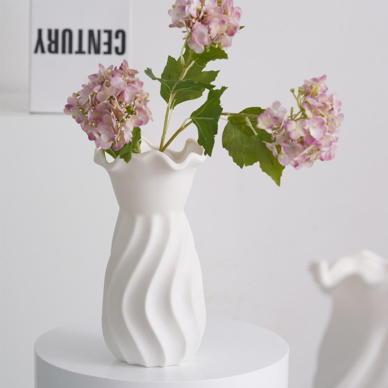 Nordic white ceramic decoration dry flower vase simulation flower home  living room flower arrangement decoration flower device d